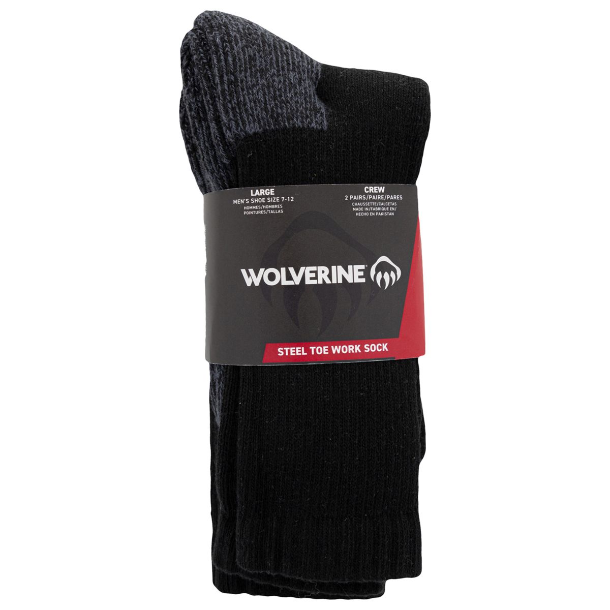 2 PK Steel Toe Cotton Crew Sock Socks Wolverine